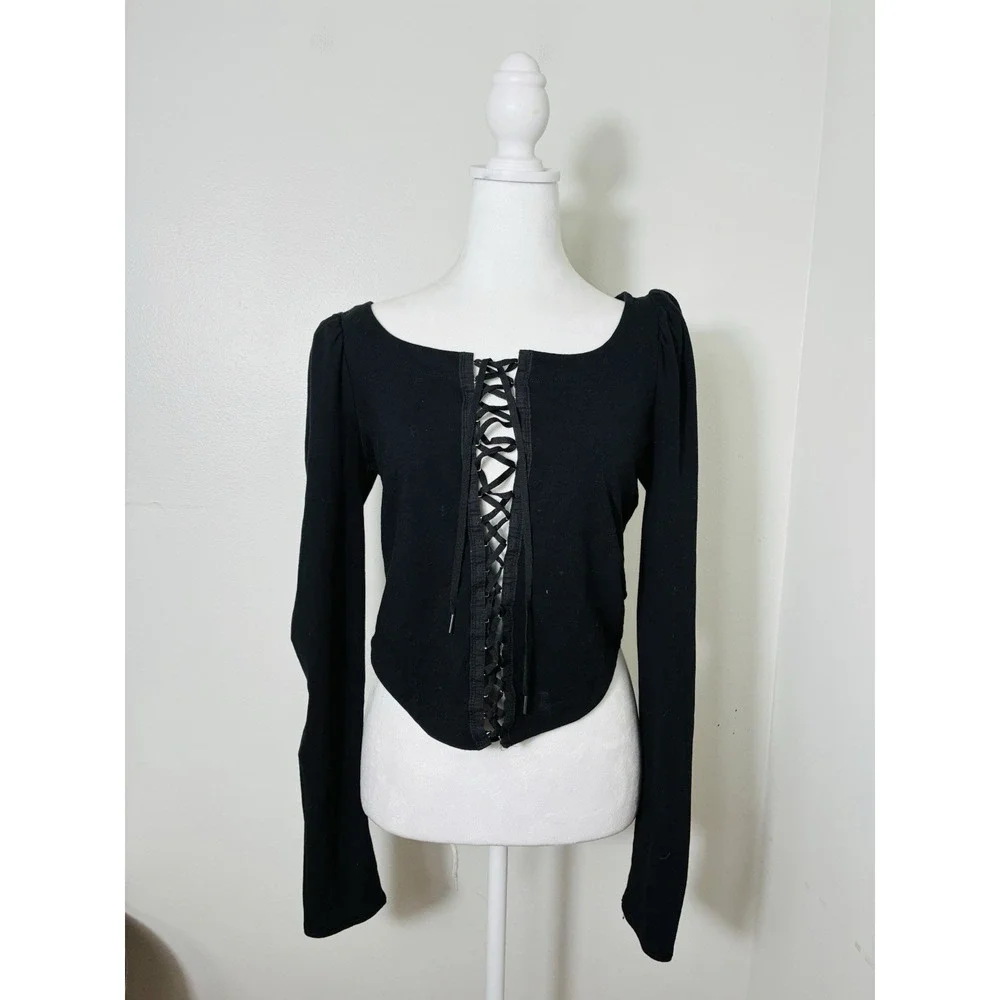 Free People Willow Reversible Crop Top Sz Large Whimsy Goth Renaissance Corset